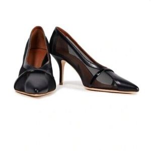 Malone Souliers Brook 70 Leather & Mesh Pump Heels Black